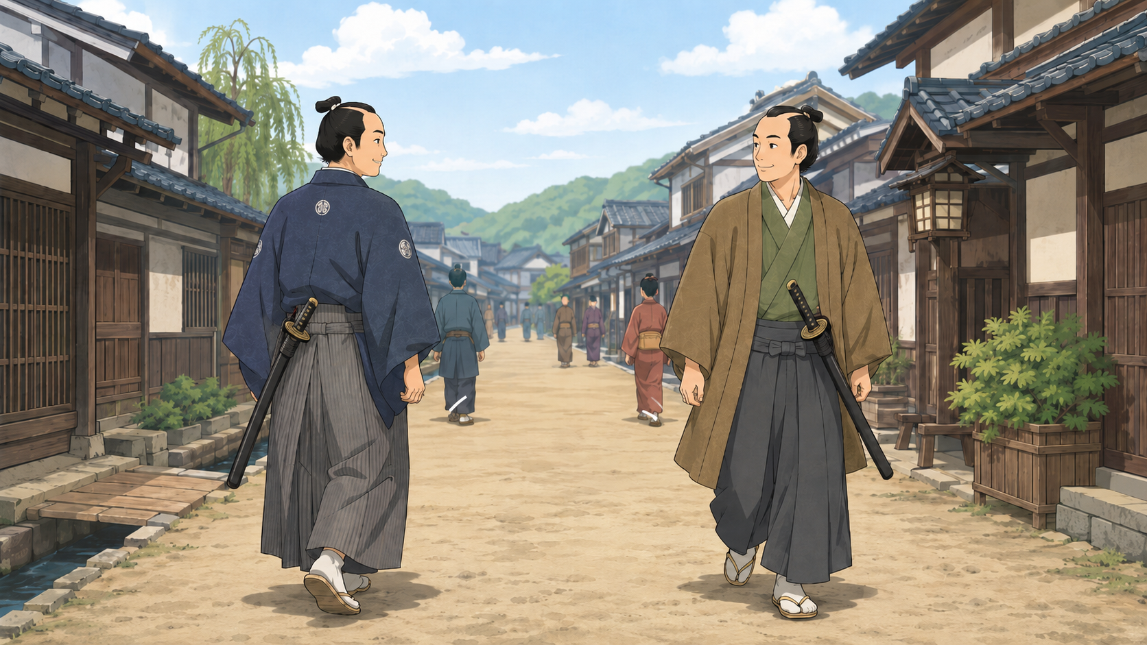 左腰に刀を差した武士のイメージ