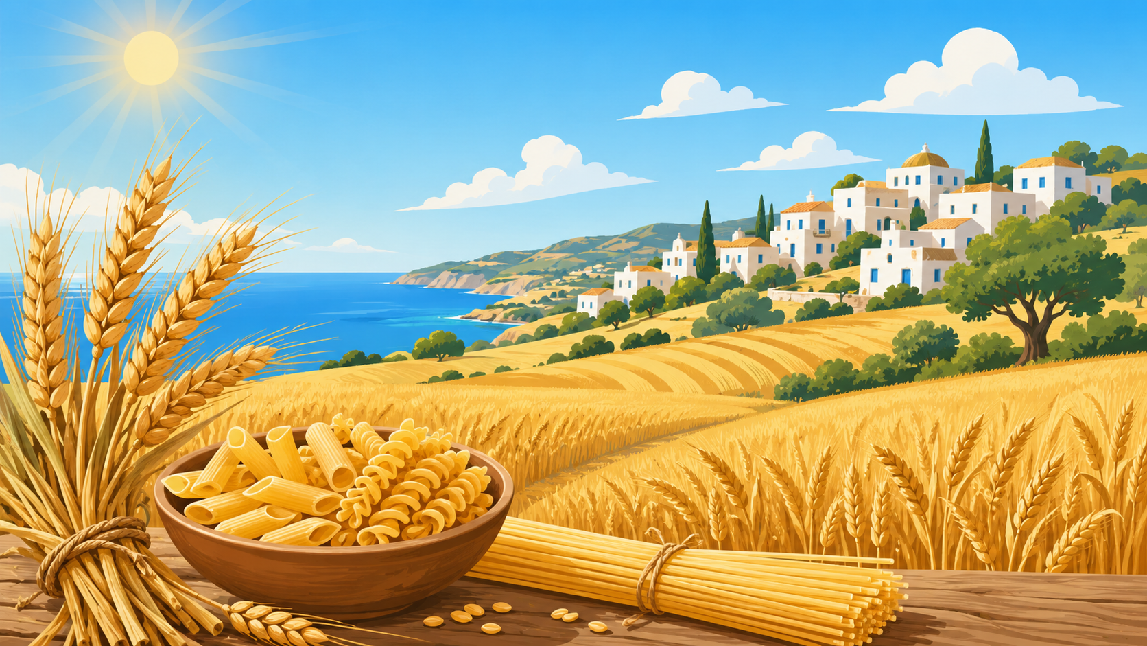 南イタリアの乾燥した気候と小麦畑をイメージした風景