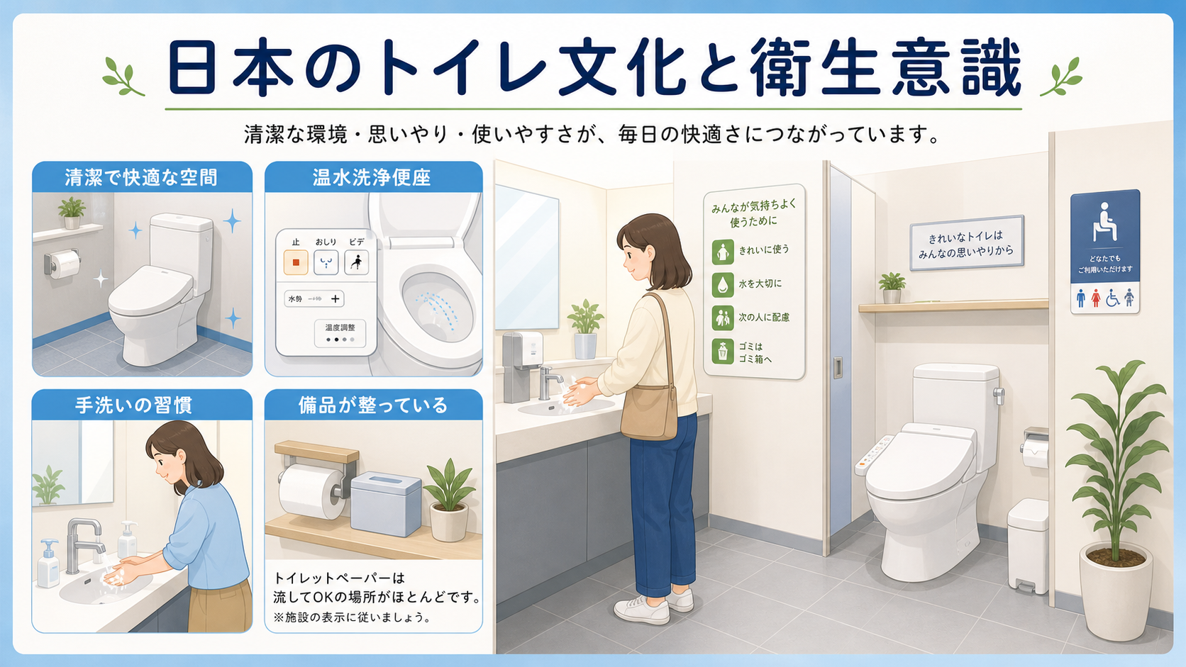 日本のトイレ文化と衛生意識を表すイメージ画像