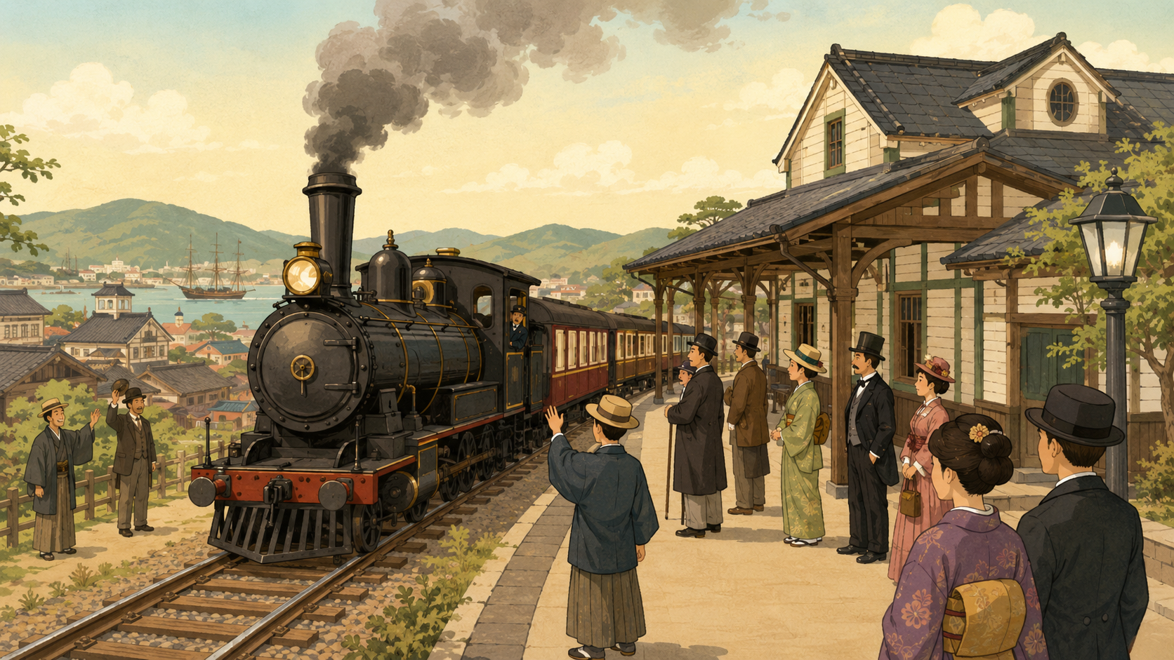 明治時代の鉄道とイギリス式鉄道のイメージ